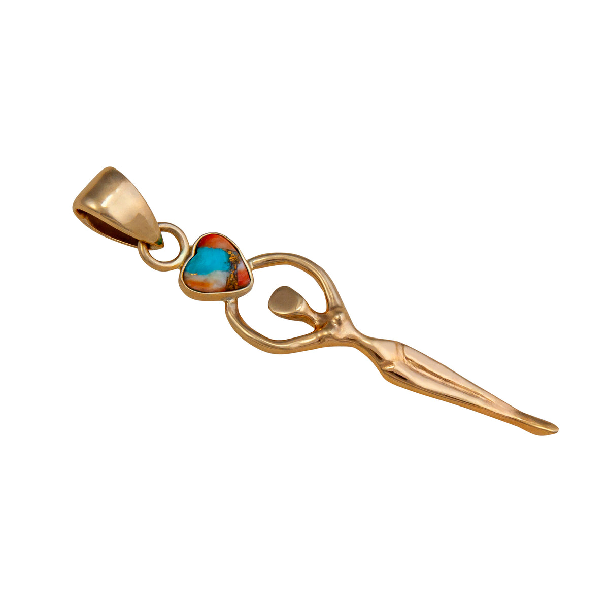 Alchemia Turquoise and Spiny Oyster Shell Heart Goddess Pendant | Charles Albert Jewelry