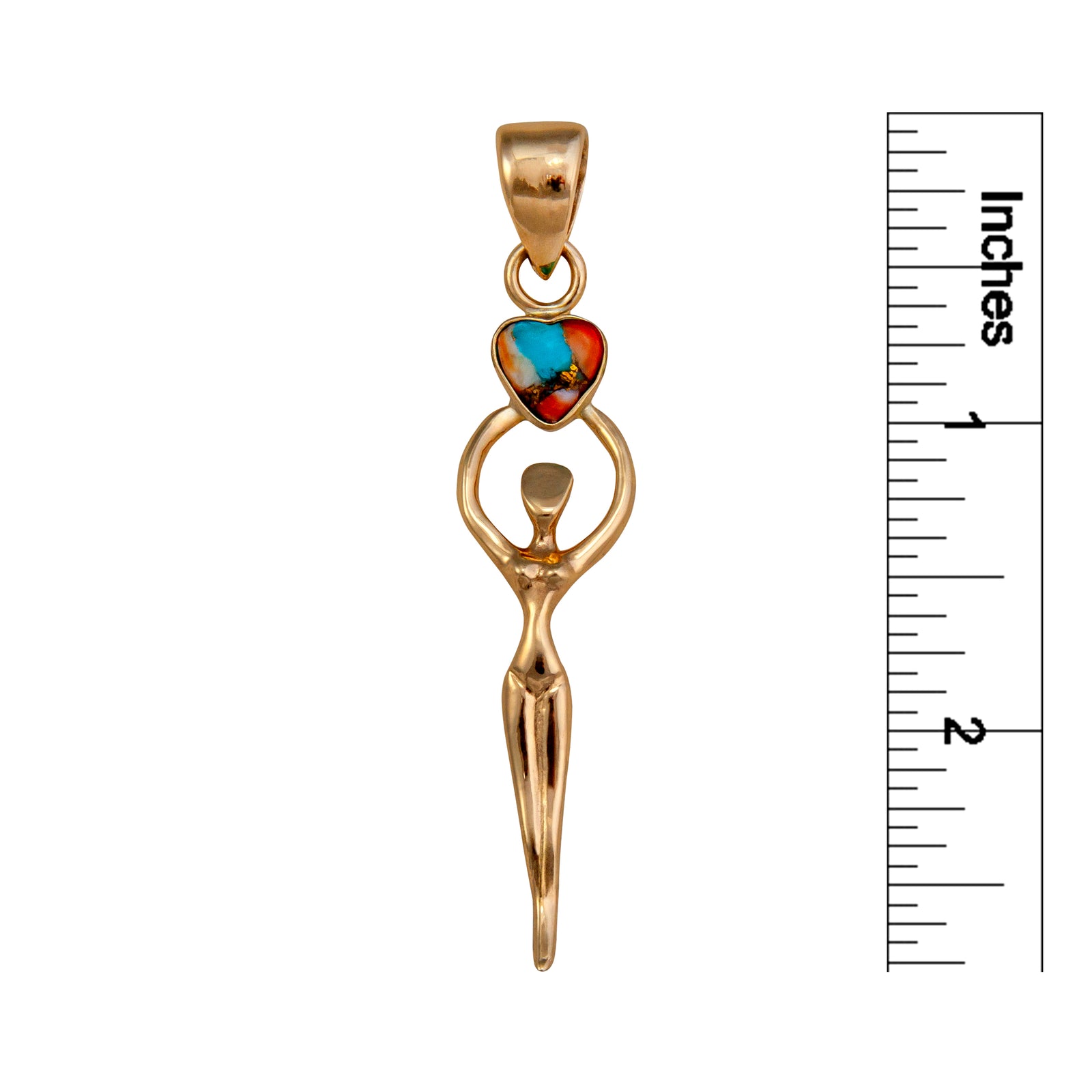 Alchemia Turquoise and Spiny Oyster Shell Heart Goddess Pendant | Charles Albert Jewelry
