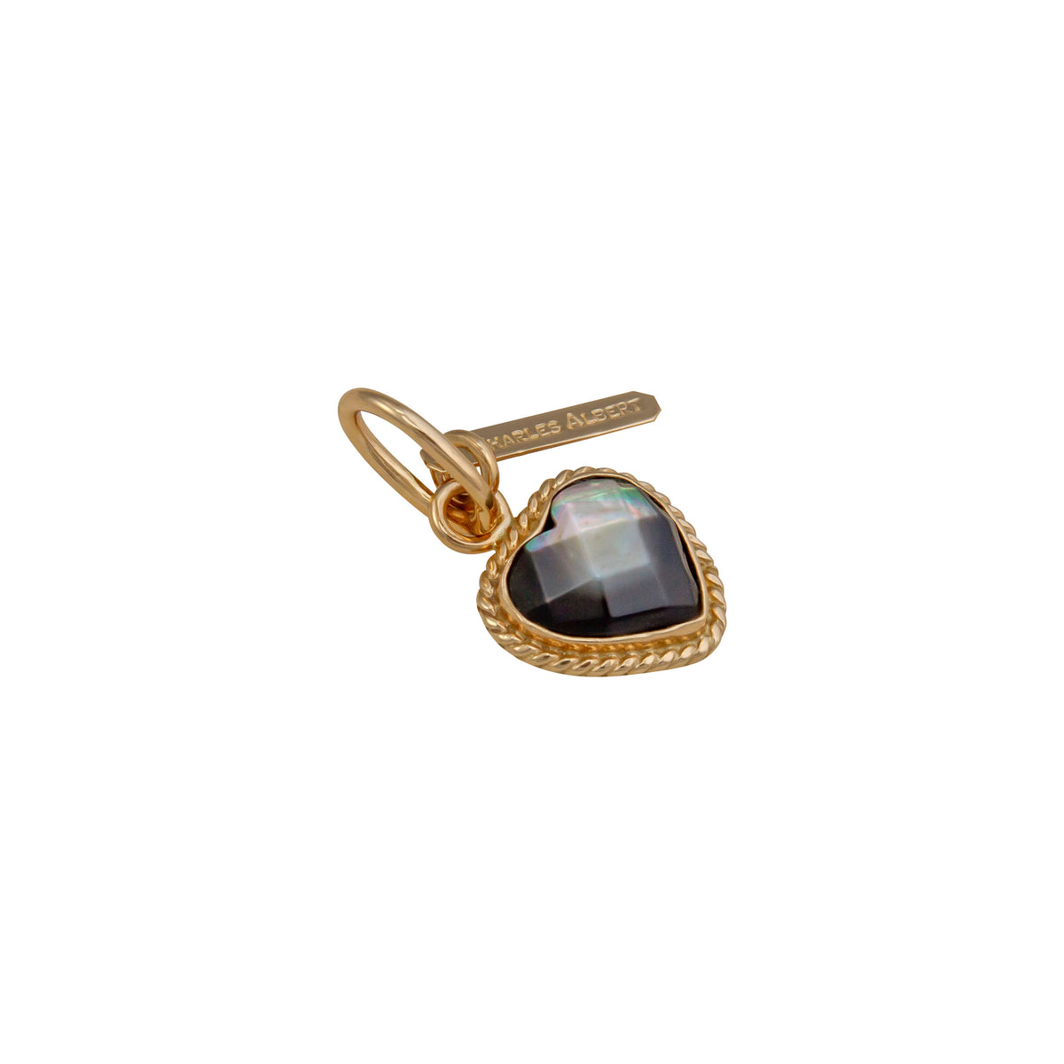 Alchemia Gray Mother of Pearl Faceted Heart Rope Charm Pendant | Charles Albert Jewelry