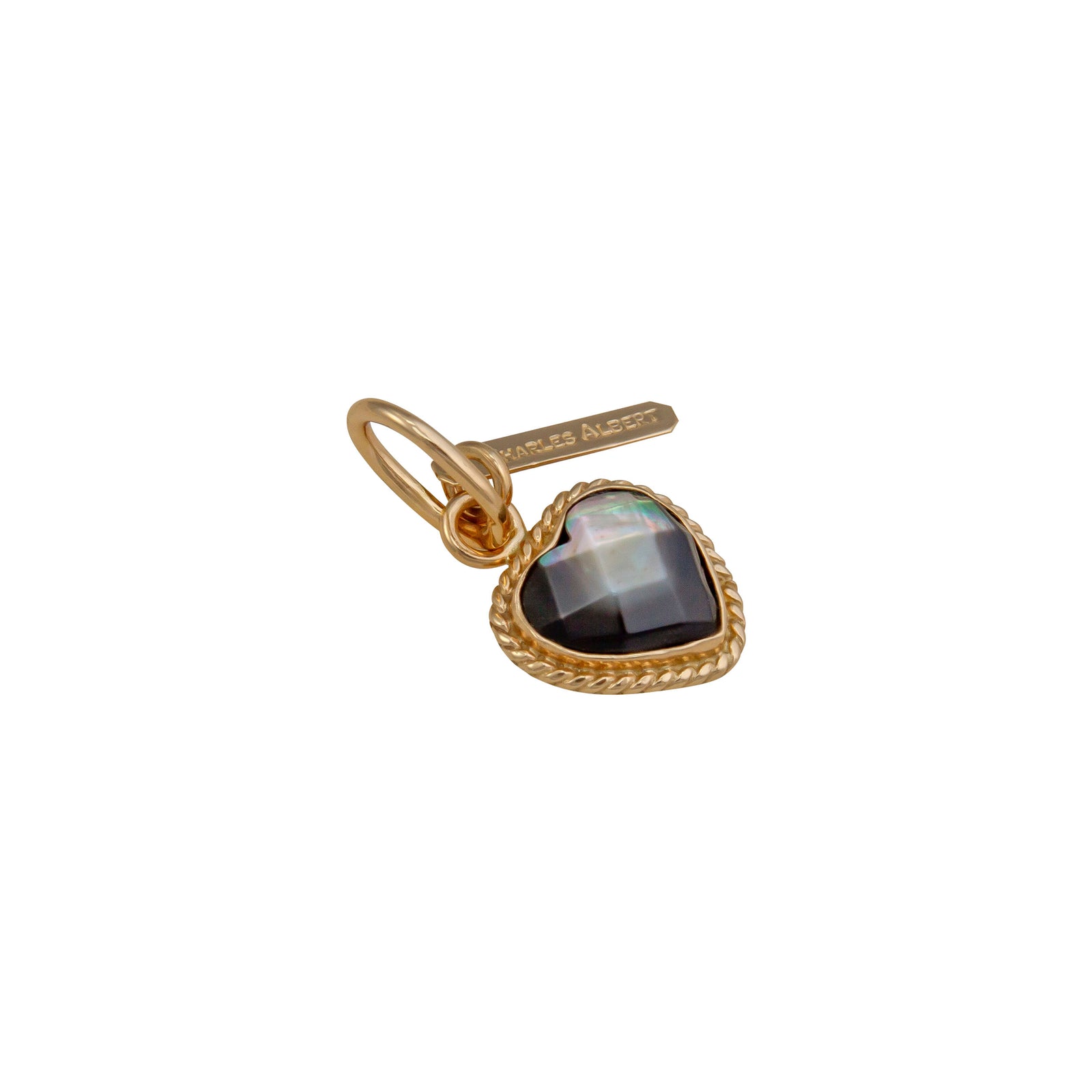 Alchemia Gray Mother of Pearl Faceted Heart Rope Charm Pendant | Charles Albert Jewelry