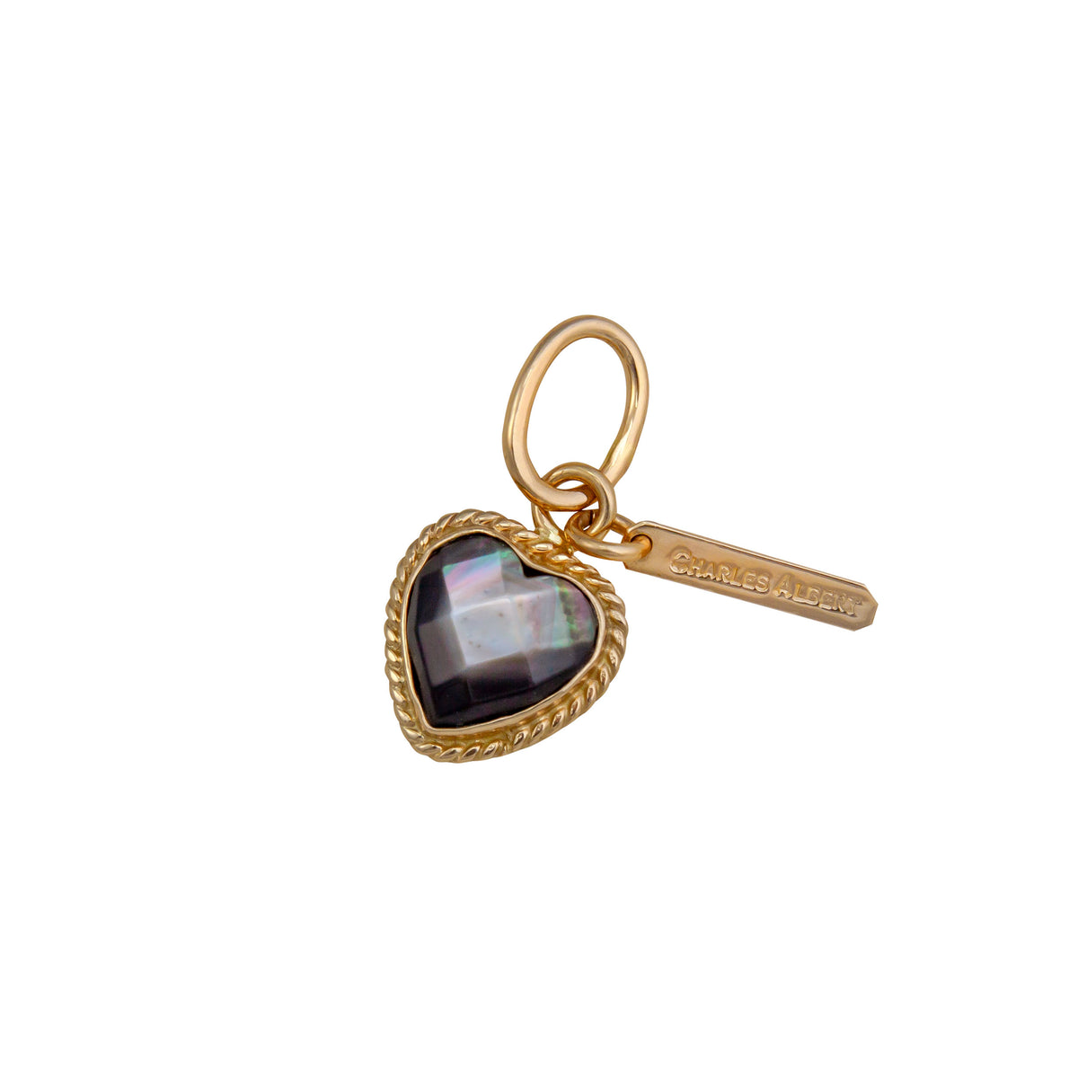 Alchemia Gray Mother of Pearl Faceted Heart Rope Charm Pendant | Charles Albert Jewelry