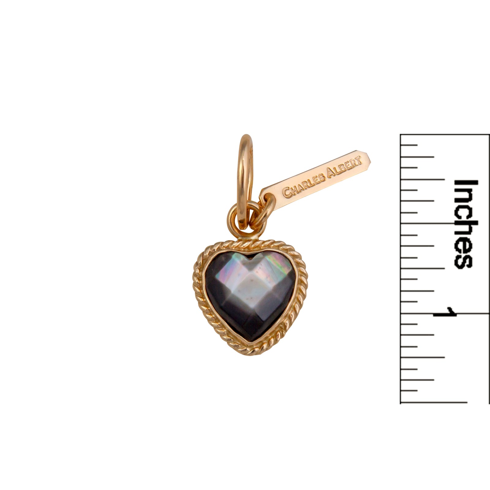 Alchemia Gray Mother of Pearl Faceted Heart Rope Charm Pendant | Charles Albert Jewelry