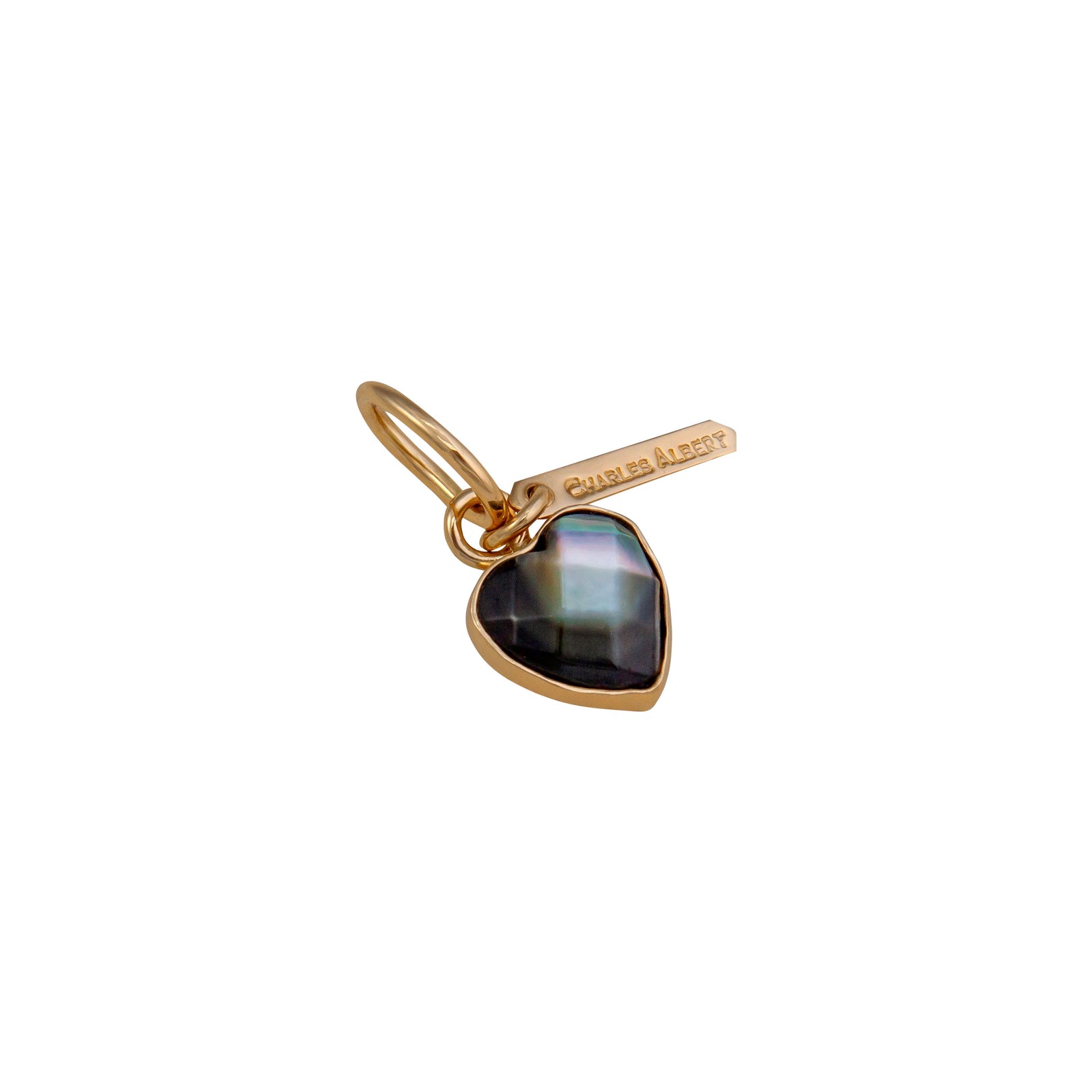 Alchemia Gray Mother of Pearl Faceted Heart Charm Pendant | Charles Albert Jewelry