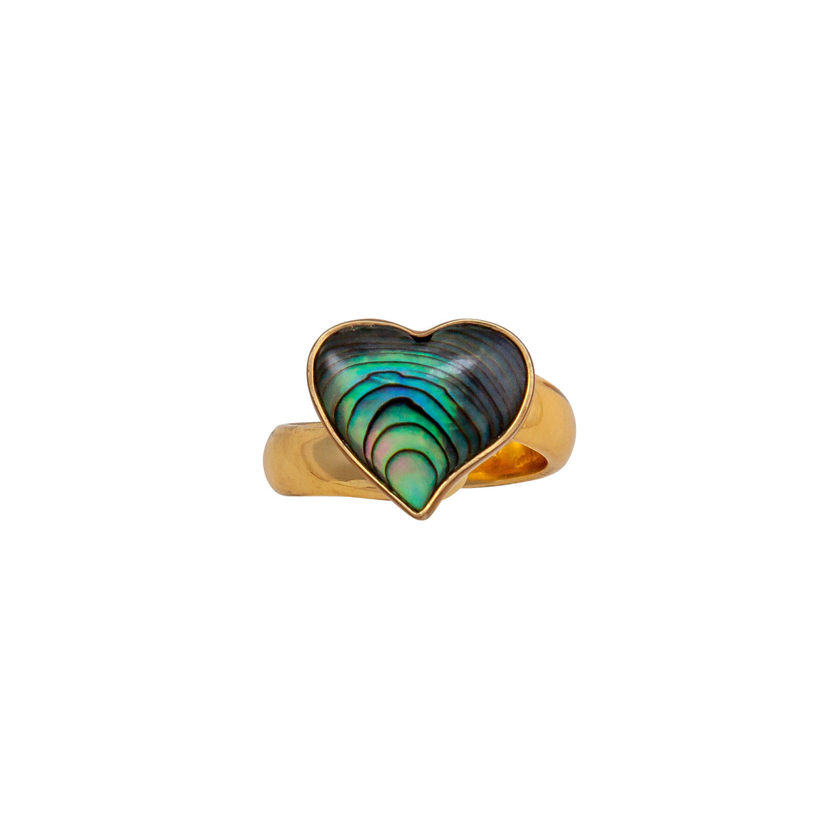 Alchemia Natural Abalone Heart Adjustable Ring | Charles Albert Jewelry