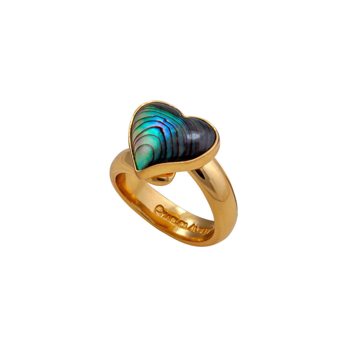 Alchemia Natural Abalone Heart Adjustable Ring | Charles Albert Jewelry