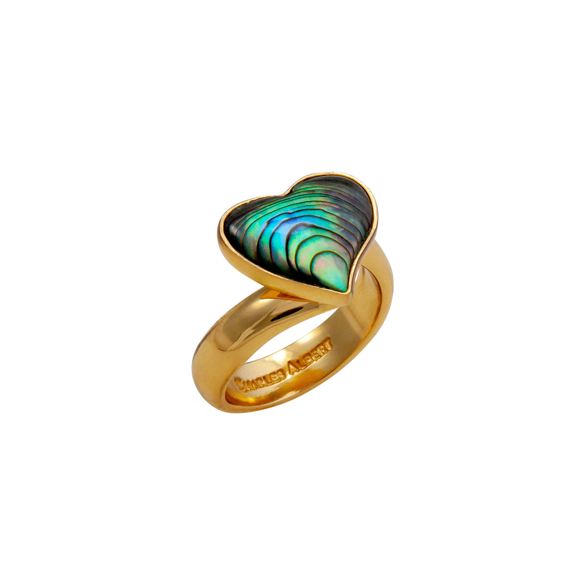 Alchemia Natural Abalone Heart Adjustable Ring | Charles Albert Jewelry