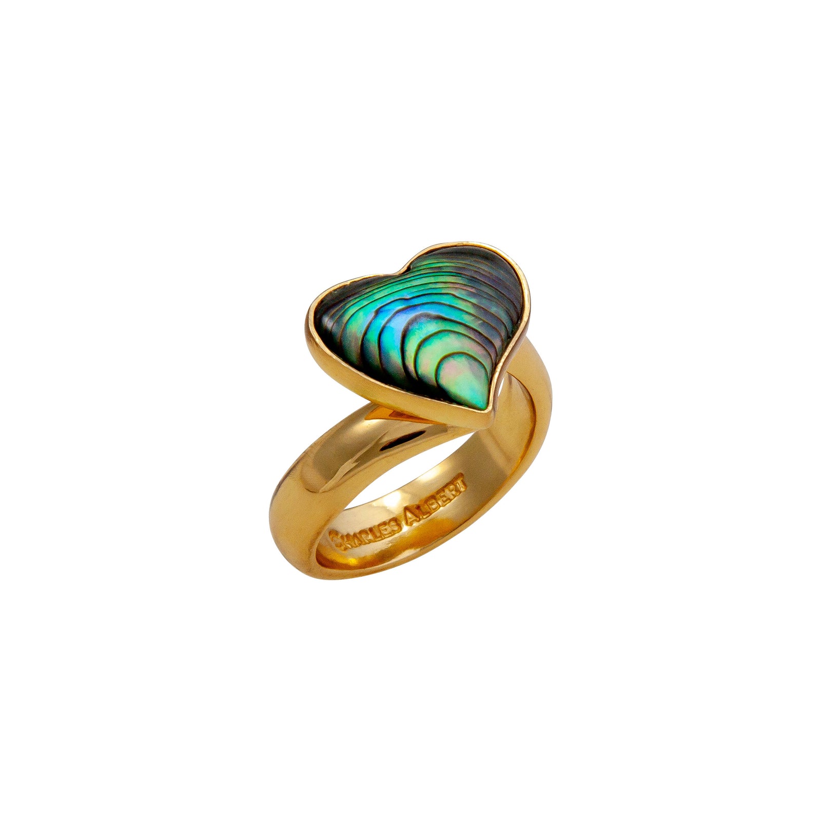Alchemia Natural Abalone Heart Adjustable Ring | Charles Albert Jewelry