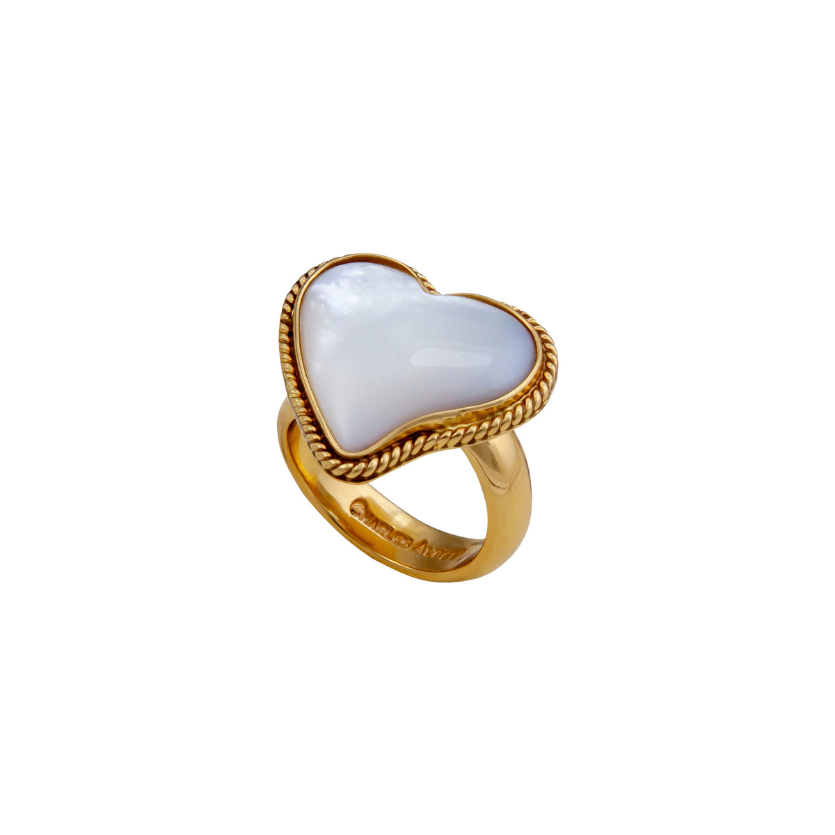 Alchemia Mother of Pearl Heart Rope Adjustable Ring | Charles Albert Jewelry