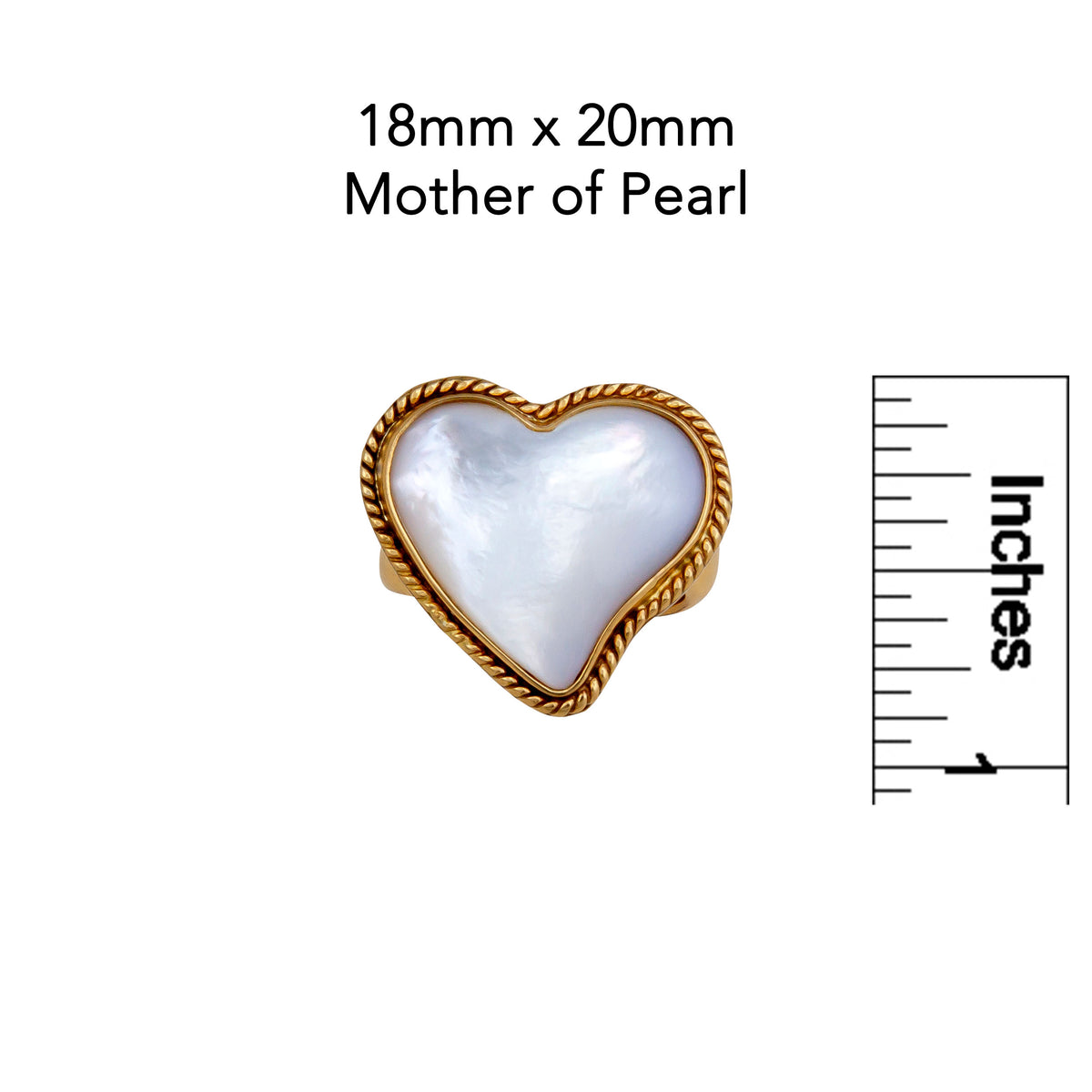 Alchemia Mother of Pearl Heart Rope Adjustable Ring | Charles Albert Jewelry