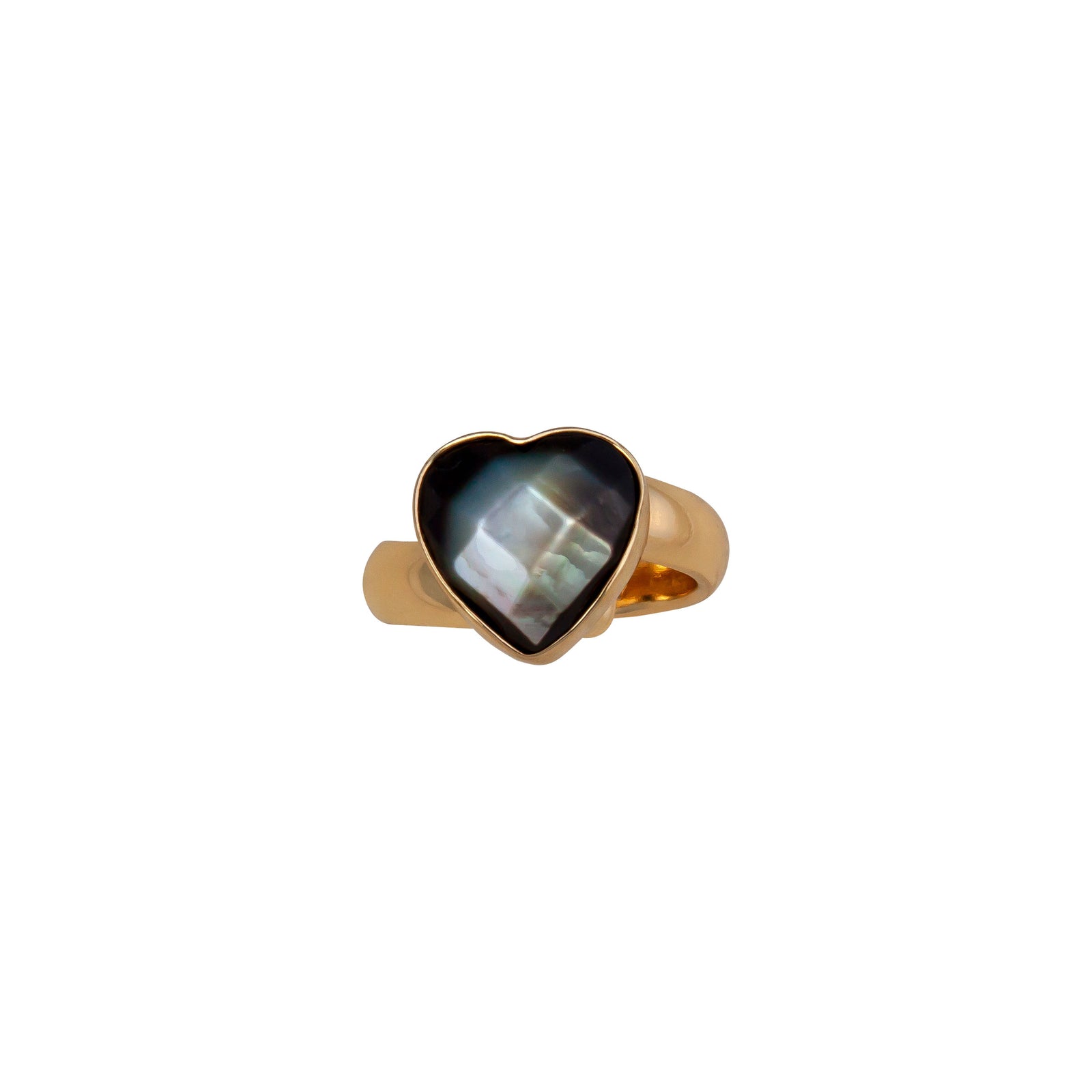 Alchemia Grey Mother of Pearl Faceted Heart Adjustable Ring | Charles Albert Jewelry