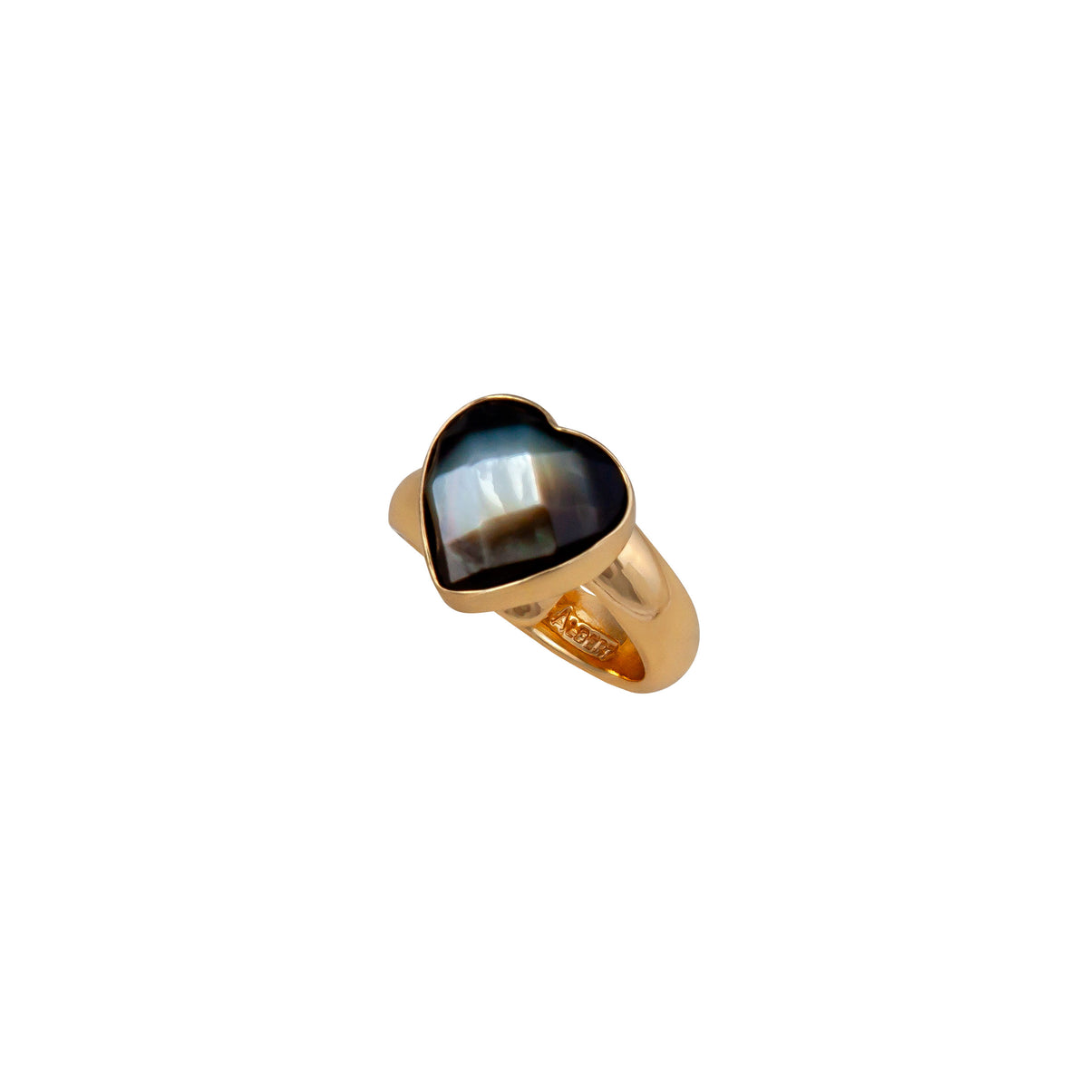 Alchemia Grey Mother of Pearl Faceted Heart Adjustable Ring | Charles Albert Jewelry