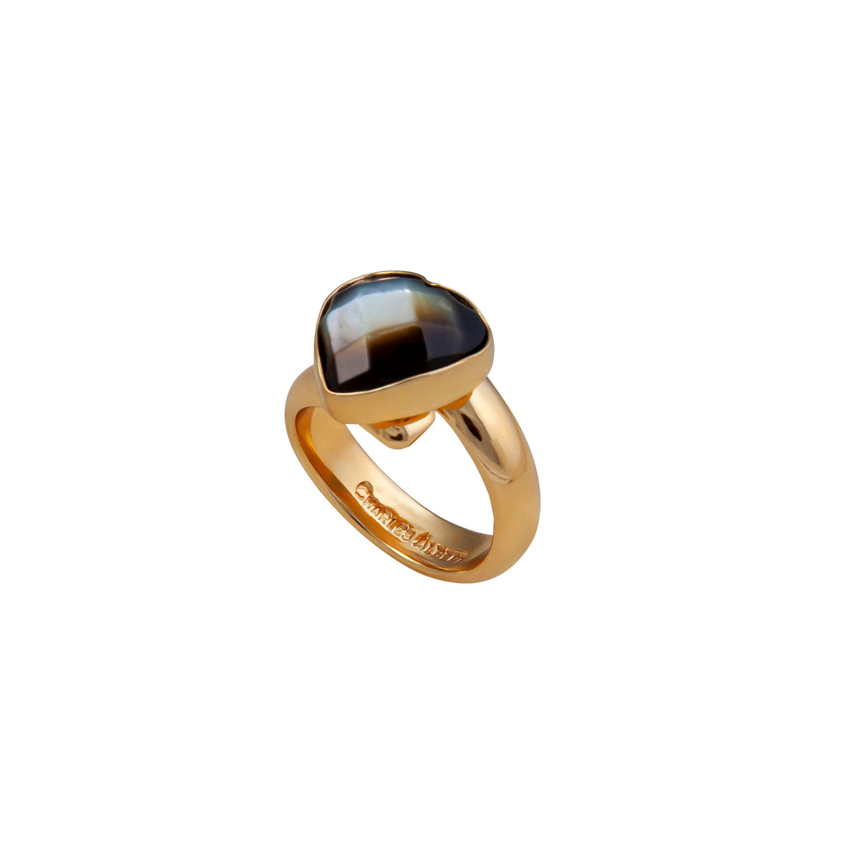 Alchemia Grey Mother of Pearl Faceted Heart Adjustable Ring | Charles Albert Jewelry