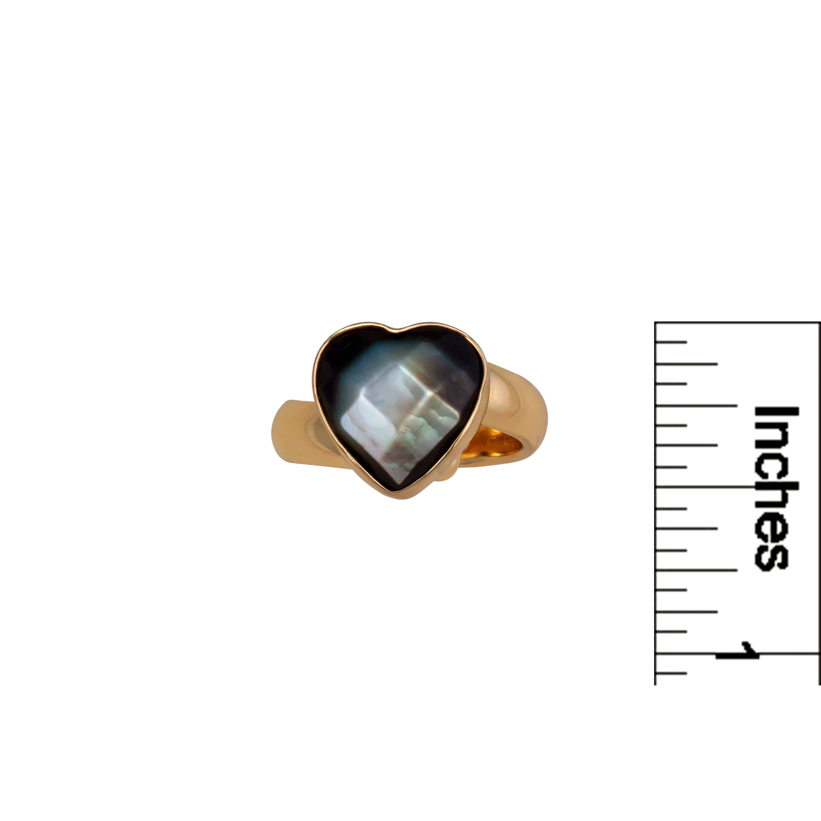 Alchemia Grey Mother of Pearl Faceted Heart Adjustable Ring | Charles Albert Jewelry