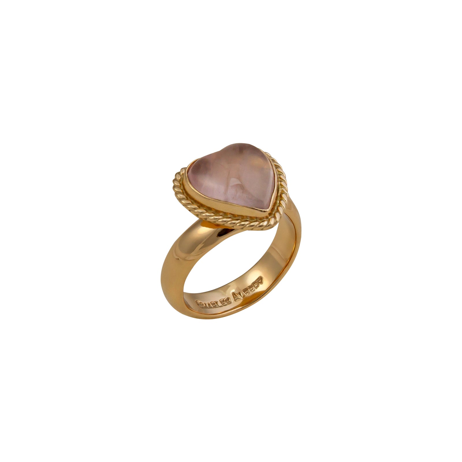 Alchemia Rose Quartz Heart Rope Adjustable Ring | Charles Albert Jewelry