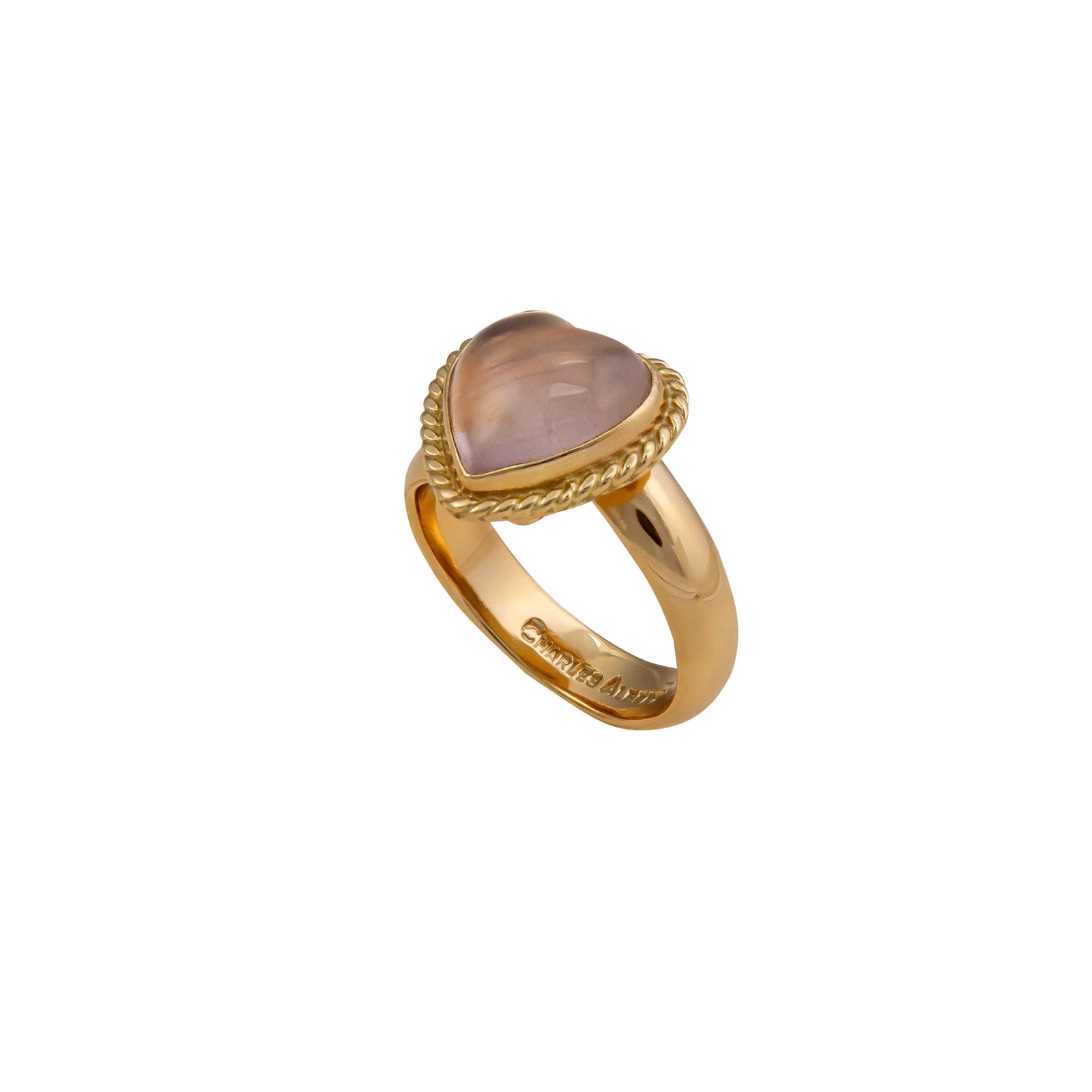 Alchemia Rose Quartz Heart Rope Adjustable Ring | Charles Albert Jewelry