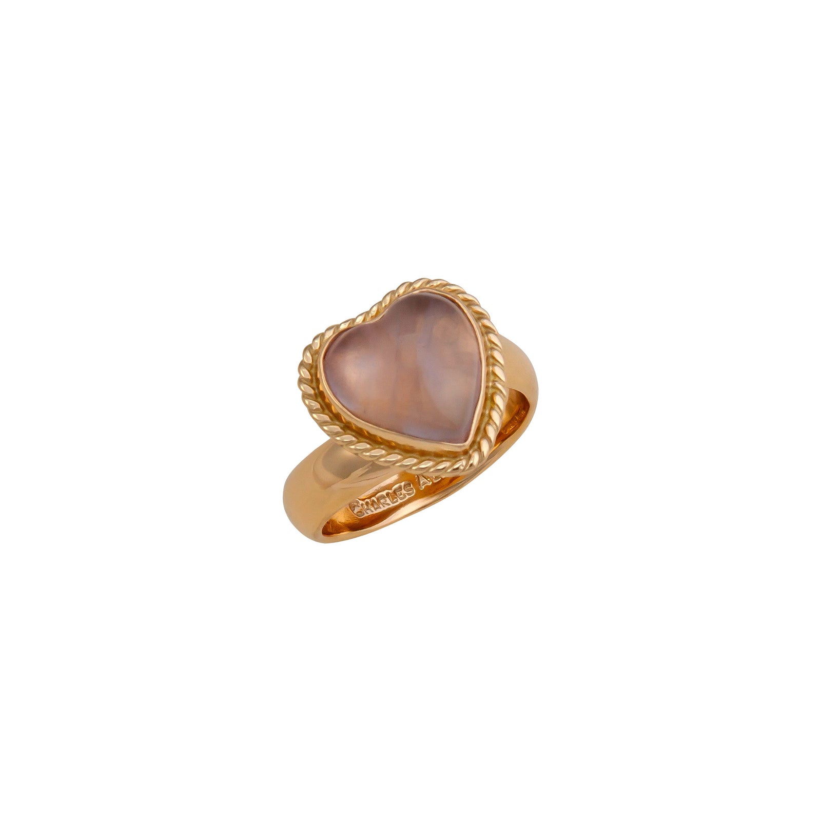Alchemia Rose Quartz Heart Rope Adjustable Ring | Charles Albert Jewelry