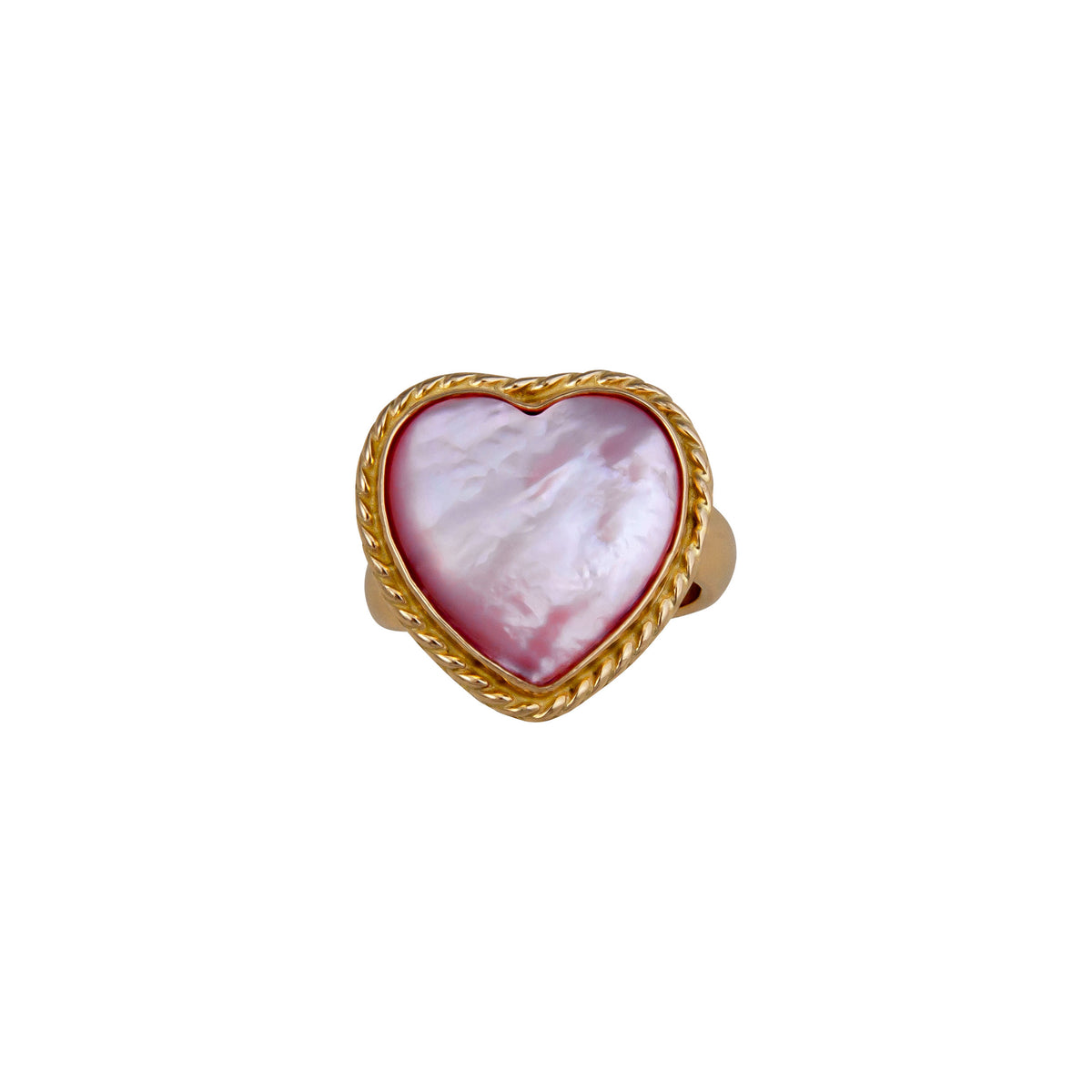 Alchemia Mother of Pearl Pink Heart Rope Adjustable Ring | Charles Albert Jewelry