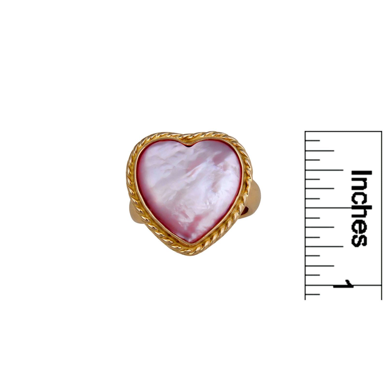 Alchemia Mother of Pearl Pink Heart Rope Adjustable Ring | Charles Albert Jewelry