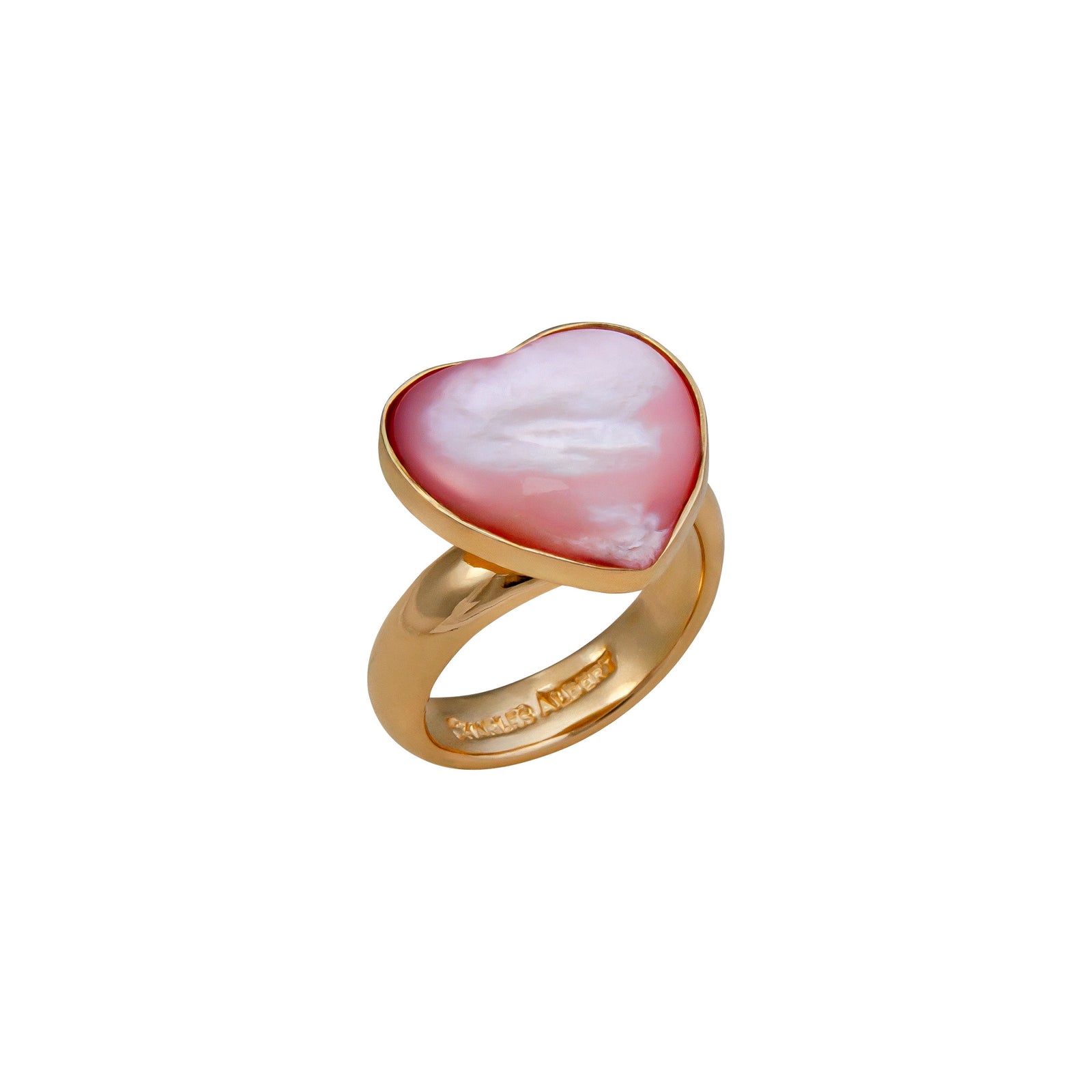 Alchemia Mother of Pearl Pink Heart Adjustable Ring | Charles Albert Jewelry