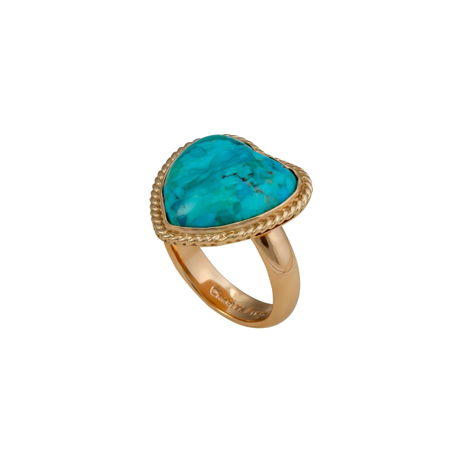 Alchemia Turquoise Heart Rope Adjustable Ring | Charles Albert Jewelry