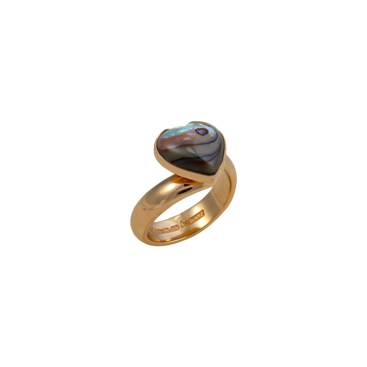 Alchemia Natural Abalone Petite Heart Adjustable Ring | Charles Albert Jewelry