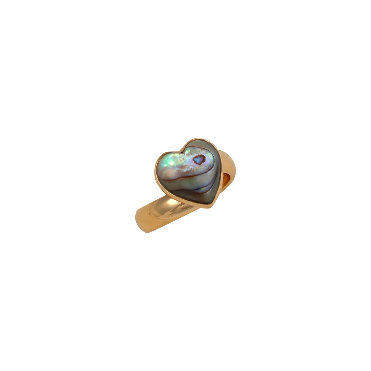 Alchemia Natural Abalone Petite Heart Adjustable Ring | Charles Albert Jewelry