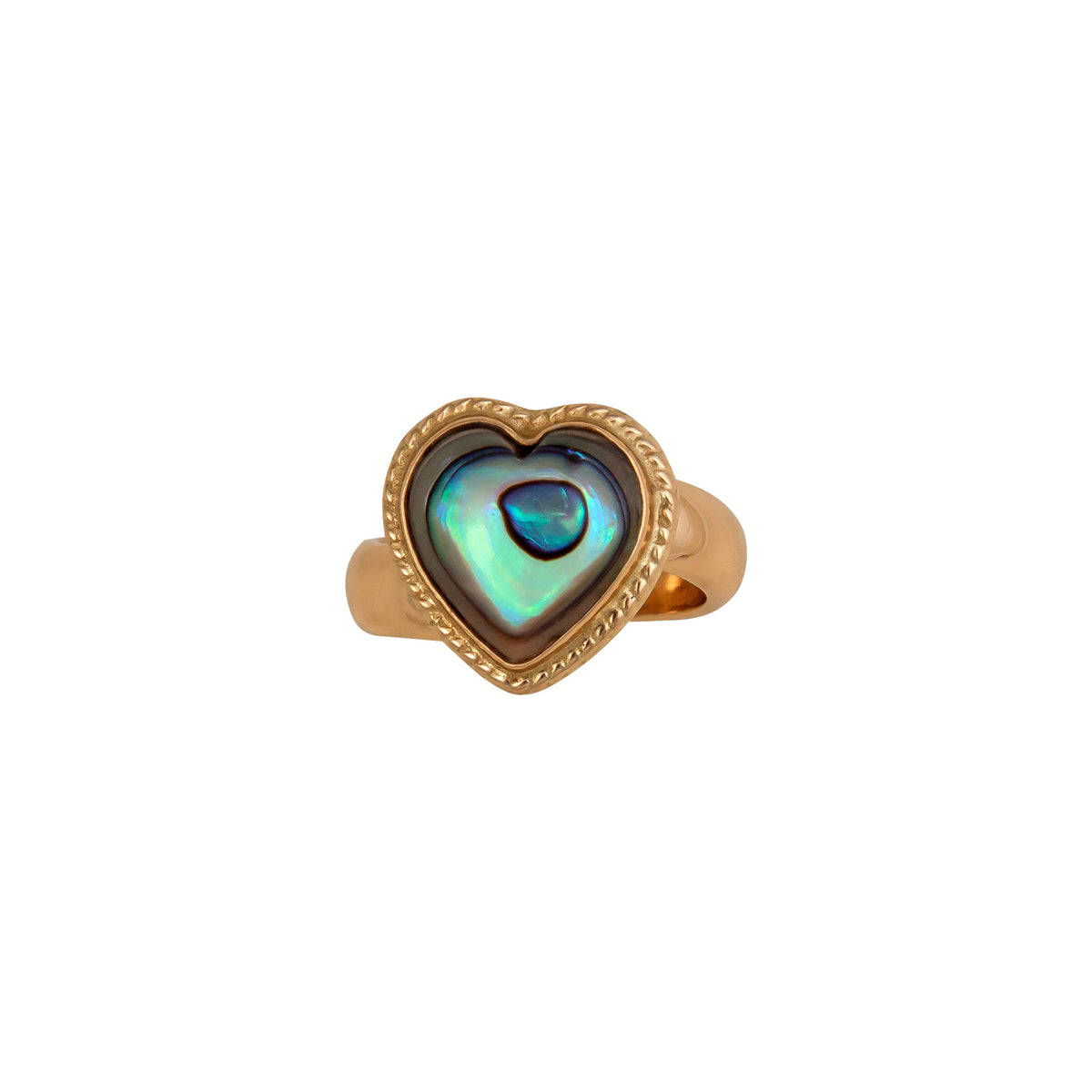 Alchemia Natural Abalone Petite Heart Rope Adjustable Ring | Charles Albert Jewelry