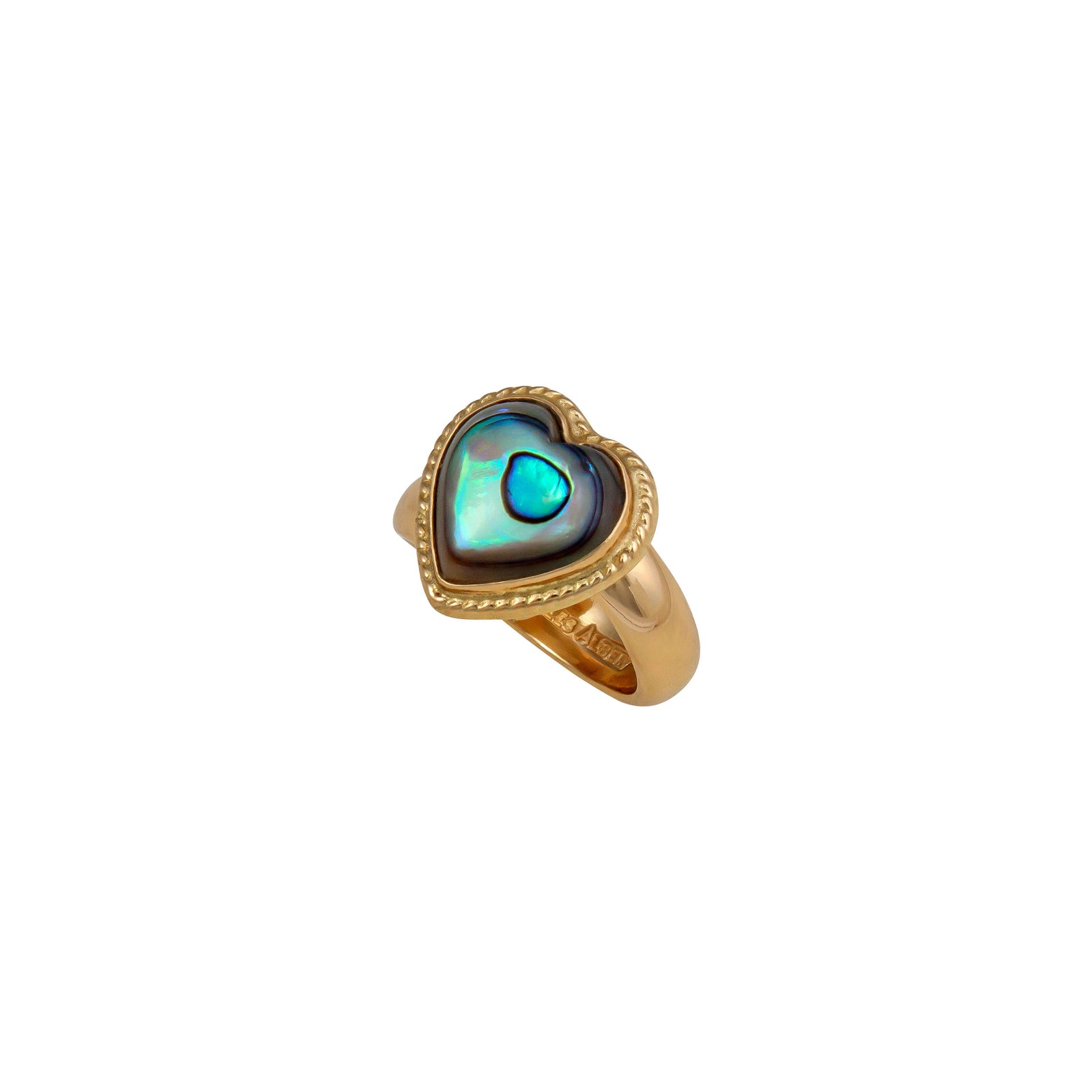 Alchemia Natural Abalone Petite Heart Rope Adjustable Ring | Charles Albert Jewelry