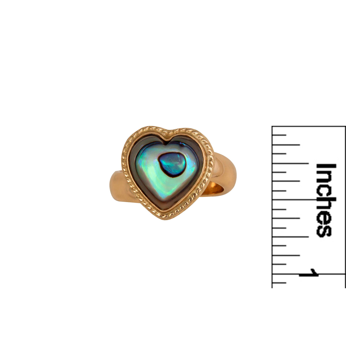 Alchemia Natural Abalone Petite Heart Rope Adjustable Ring | Charles Albert Jewelry