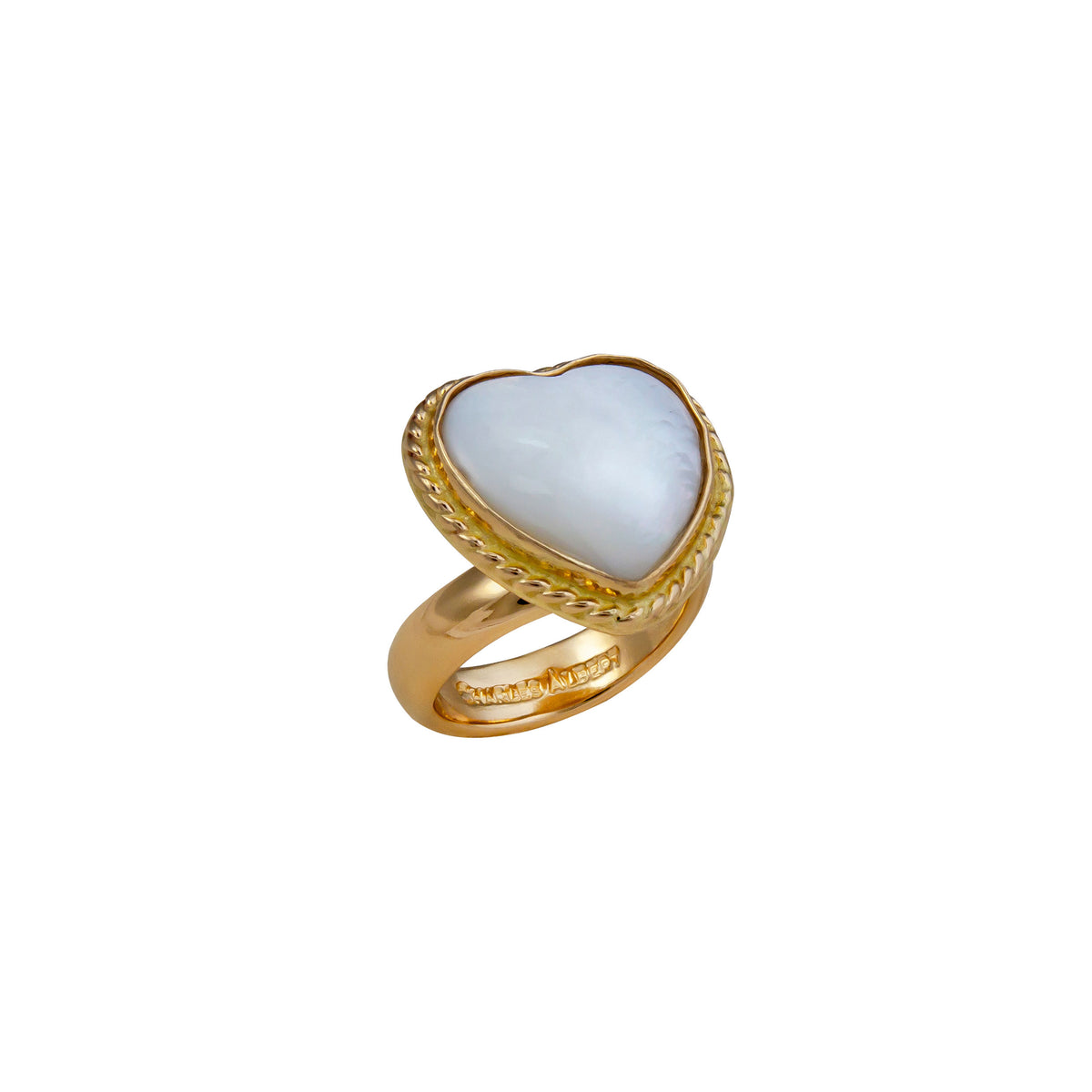 Alchemia Mother of Pearl Heart Rope Adjustable Ring | Charles Albert Jewelry