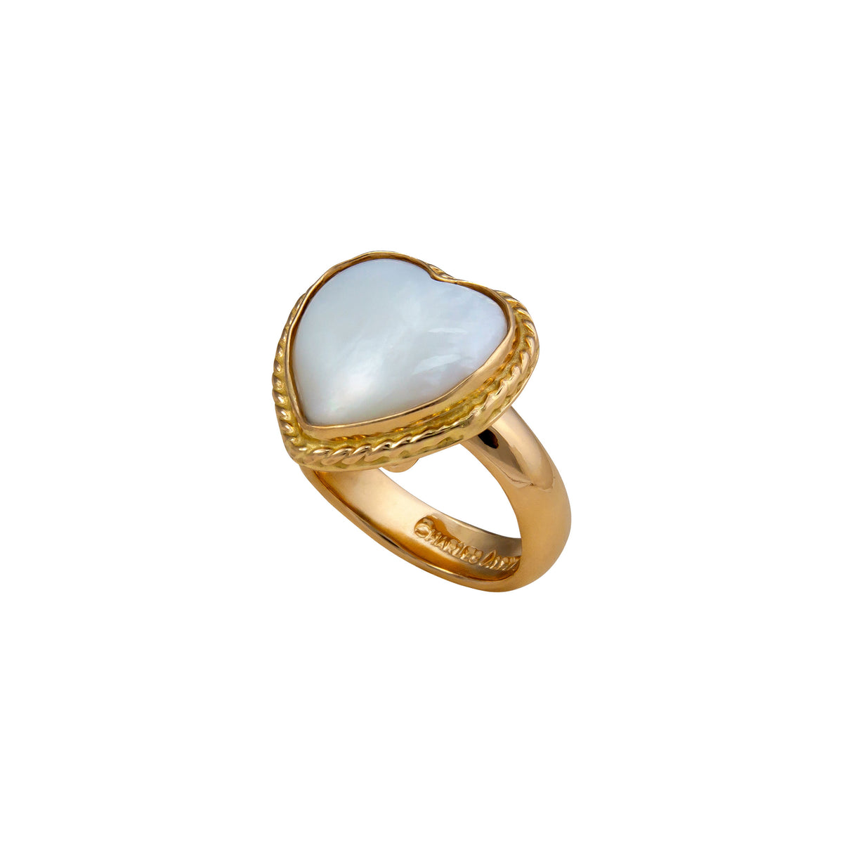 Alchemia Mother of Pearl Heart Rope Adjustable Ring | Charles Albert Jewelry