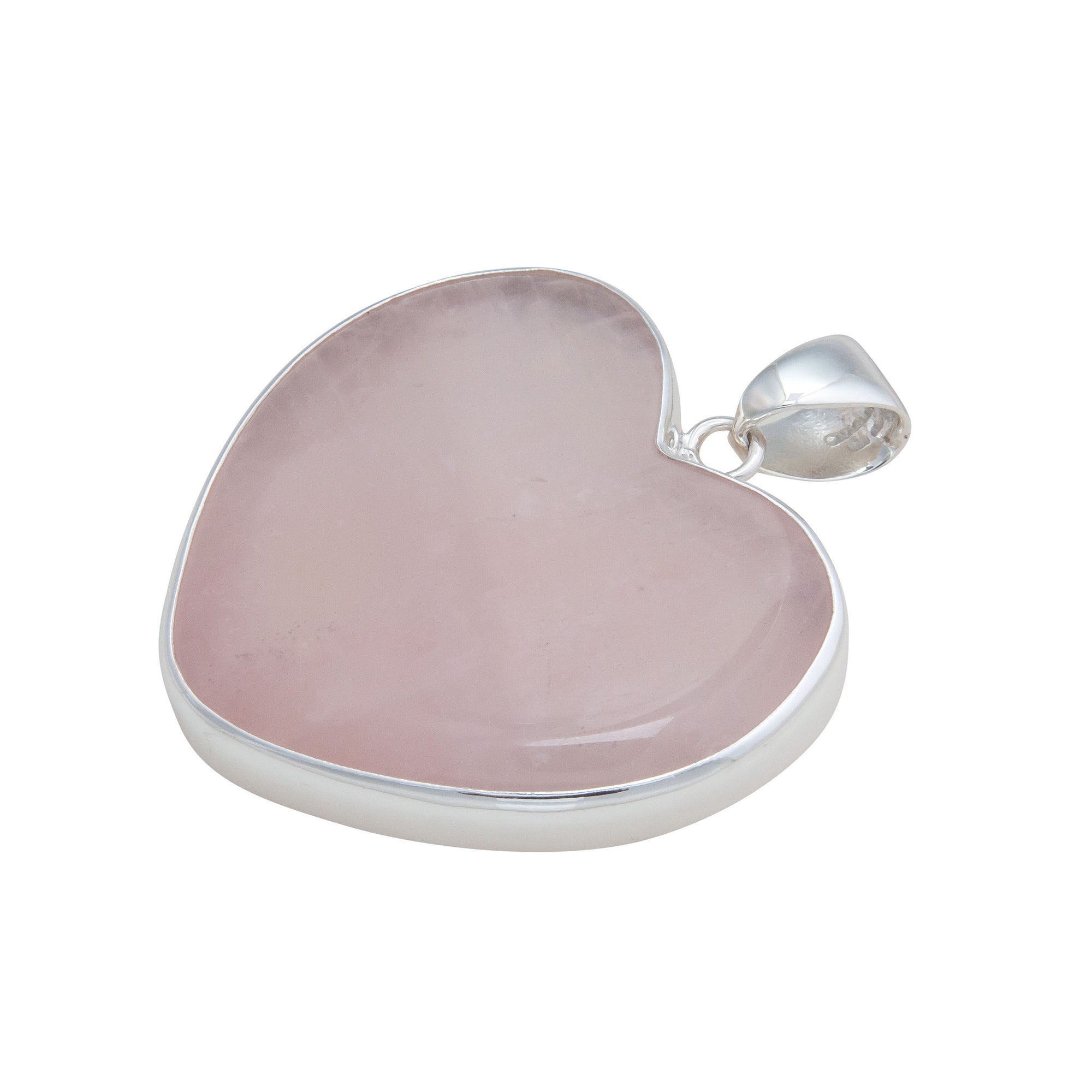 Sterling Silver Rose Quartz Heart Pendant - Large | Charles Albert Jewelry