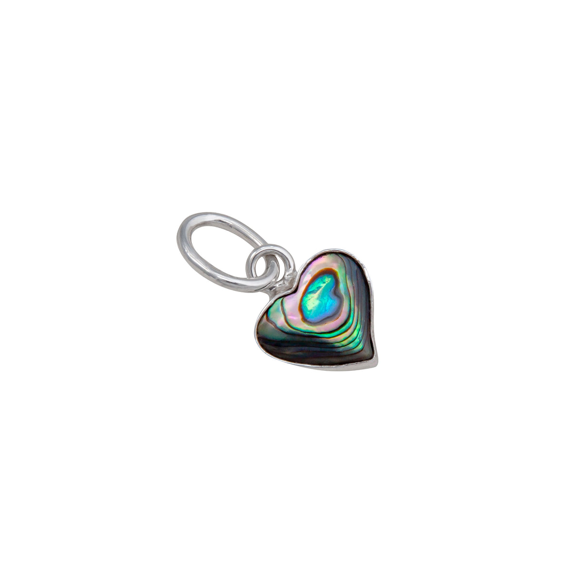 Sterling Silver Natural Abalone Heart Charm Pendant | Charles Albert jewelry