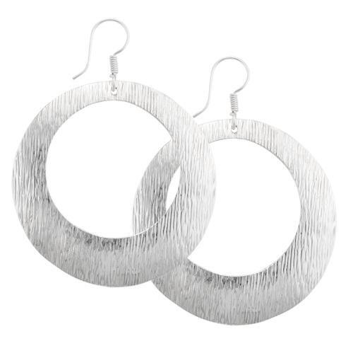 Sterling Silver Streaked Round Drop Earrings | Charles Albert Jewelry