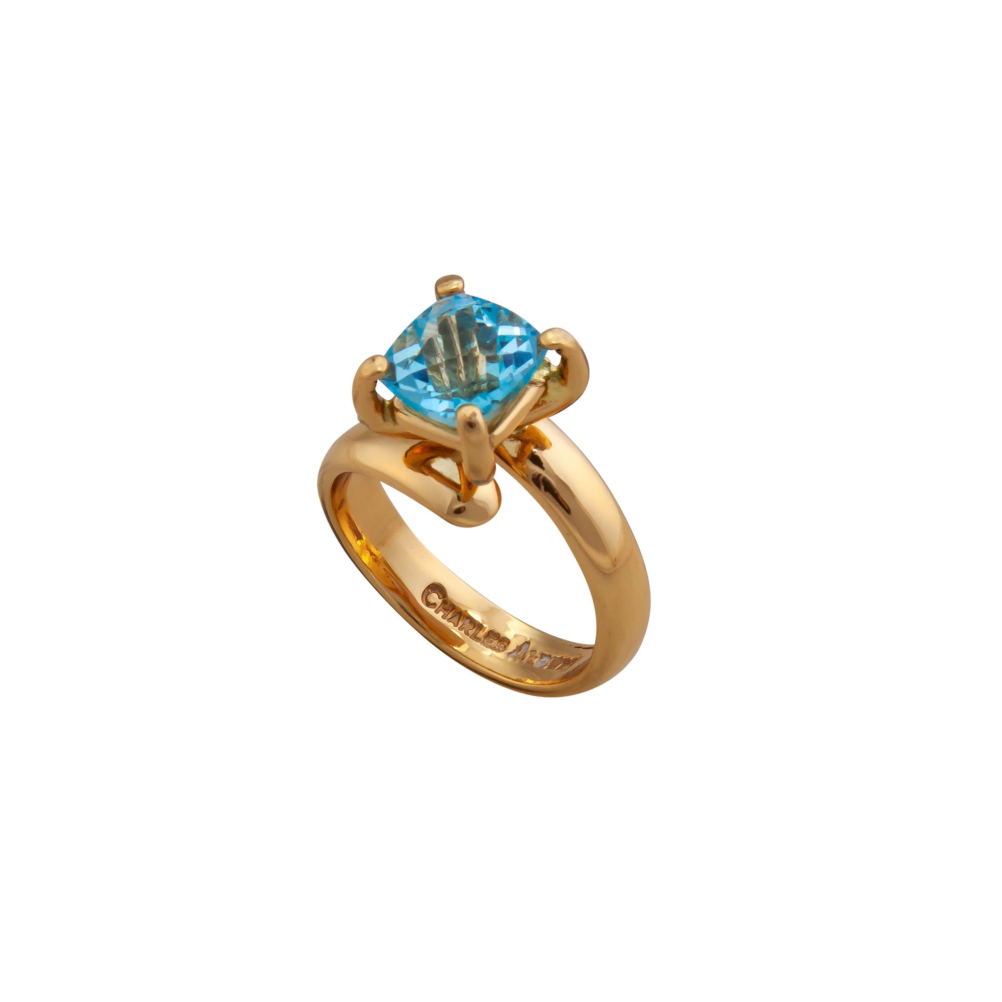 Alchemia Blue Topaz Prong Set Adjustable Ring