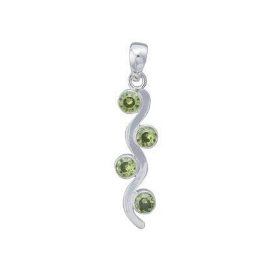 Sterling Silver Synthetic Peridot Wave Pendant | Charles Albert Jewelry