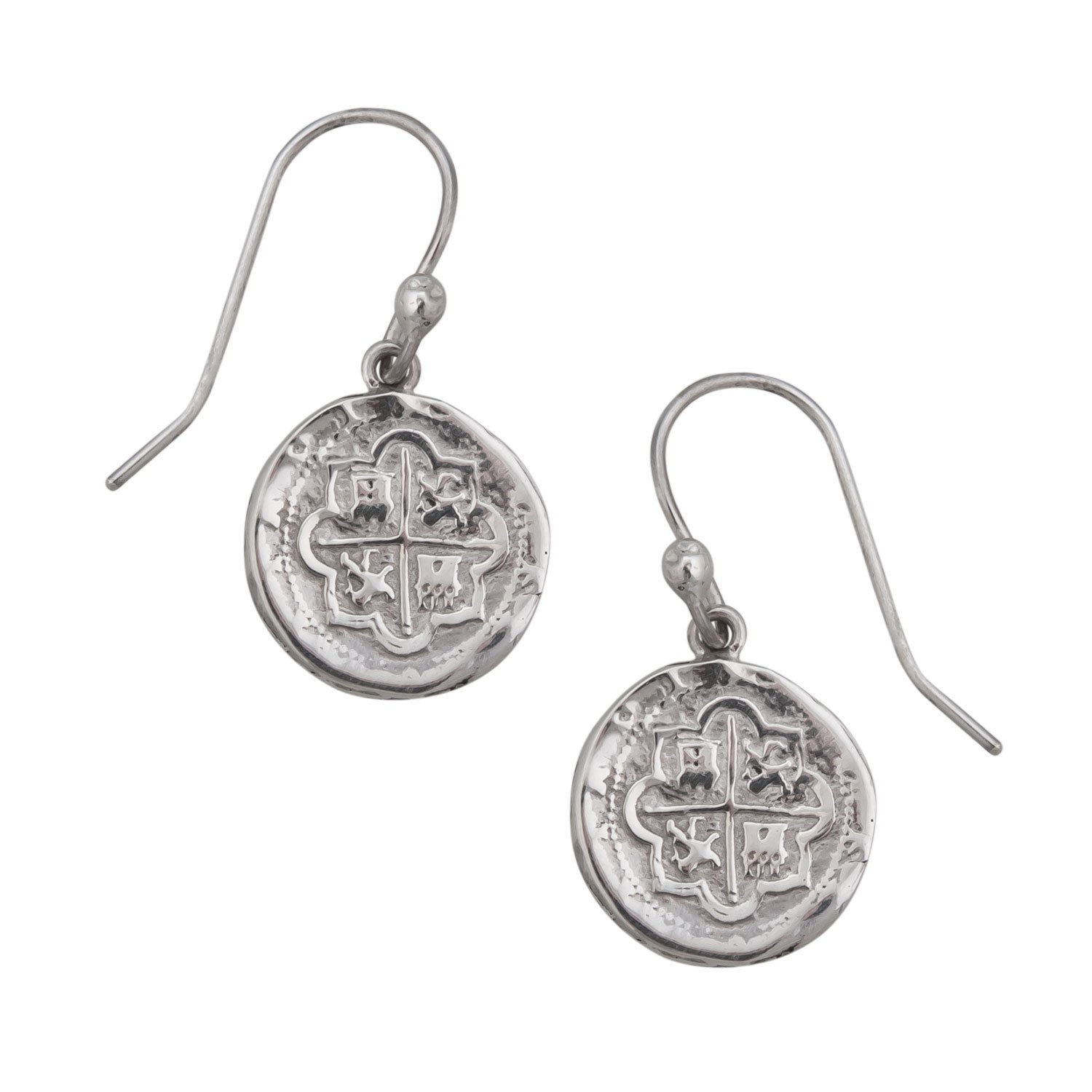 Sterling Silver Replica Spanish Coin Drop Earrings | Charles Albert Jewelry