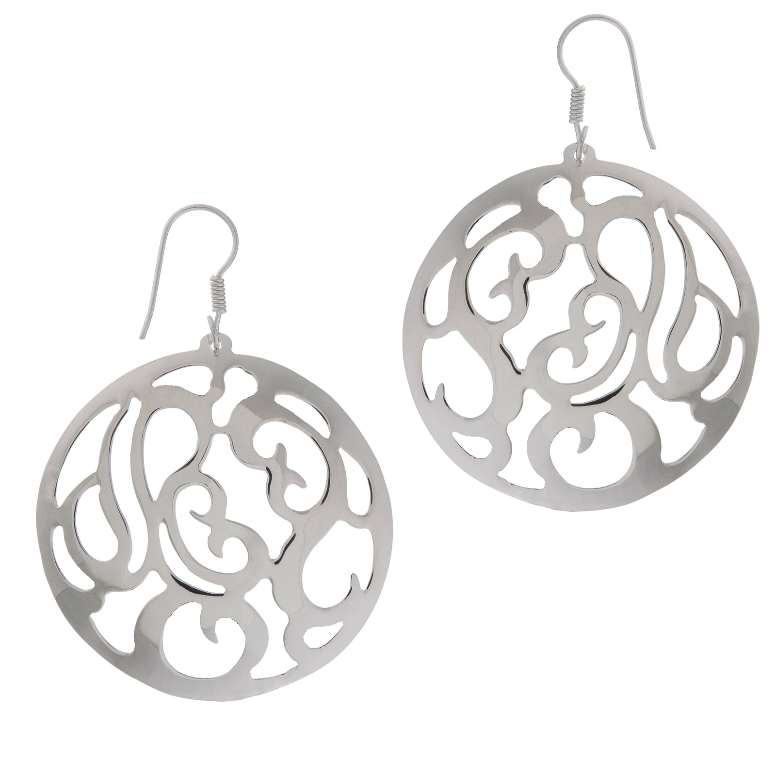 Sterling Silver Round Cut-Out Earrings | Charles Albert Jewelry
