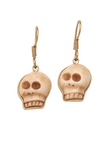 Alchemia Carved Bone Skull Earrings - Drop | Charles Albert Jewelry