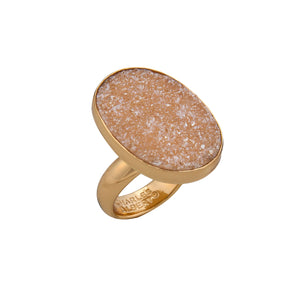 Alchemia Peach Druse Oval Adjustable Ring | Charles Albert Jewelry