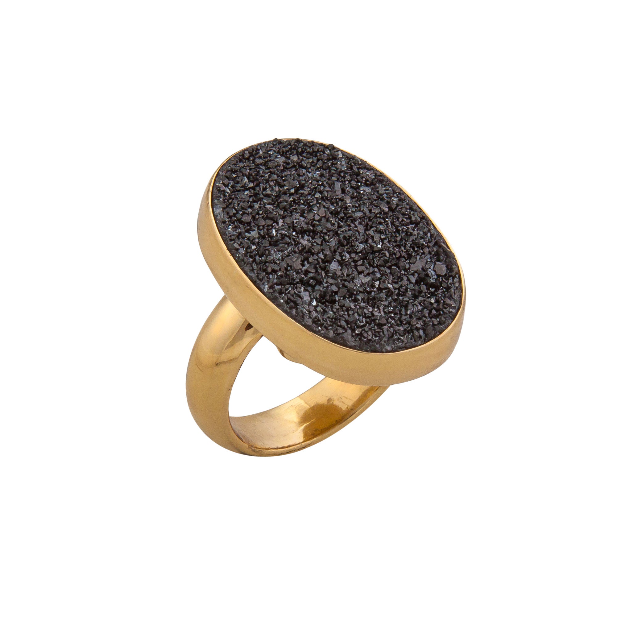 Alchemia Black Druse Oval Adjustable Ring | Charles Albert Jewelry