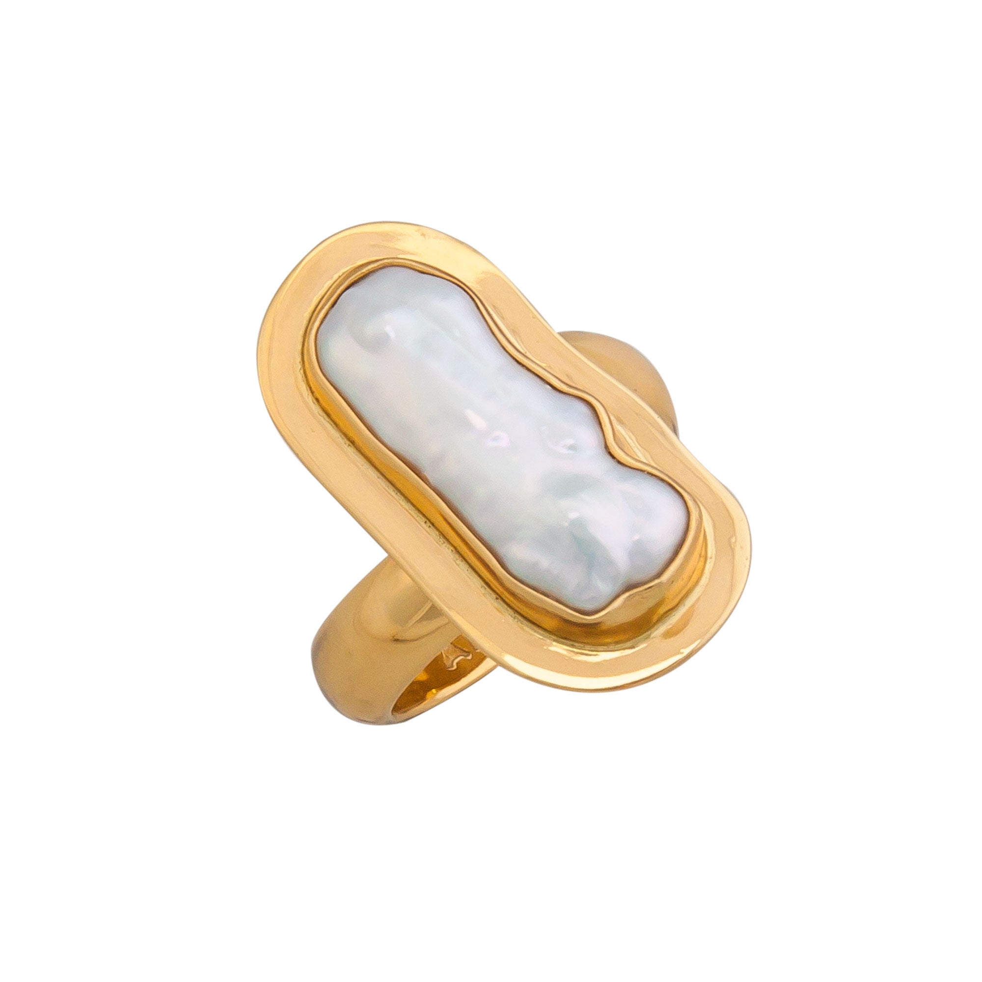 Alchemia Biwa Pearl Adjustable Ring with Detailed Edge | Charles Albert Jewelry
