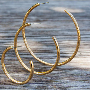 Alchemia Hammered Hoop Post Earrings | Charles Albert Jewelry
