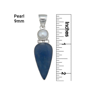 Sterling Silver Pearl & Blue Aventurine Pendant \ Charles Albert Jewelry