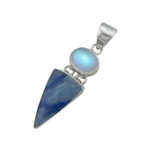 Sterling Silver Luminite & Blue Aventurine Pendant | Charles Albert Jewelry