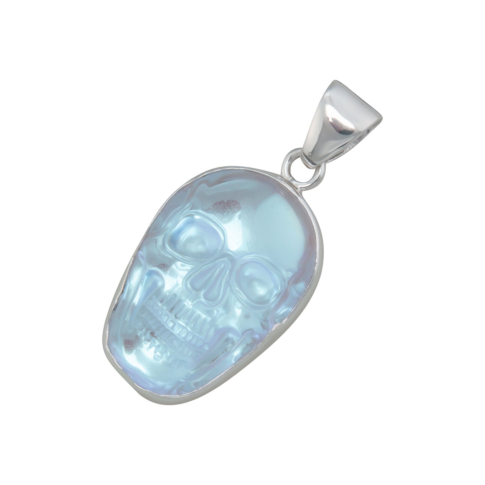 Sterling Silver Luminite Skull Pendant | Charles Albert Jewelry