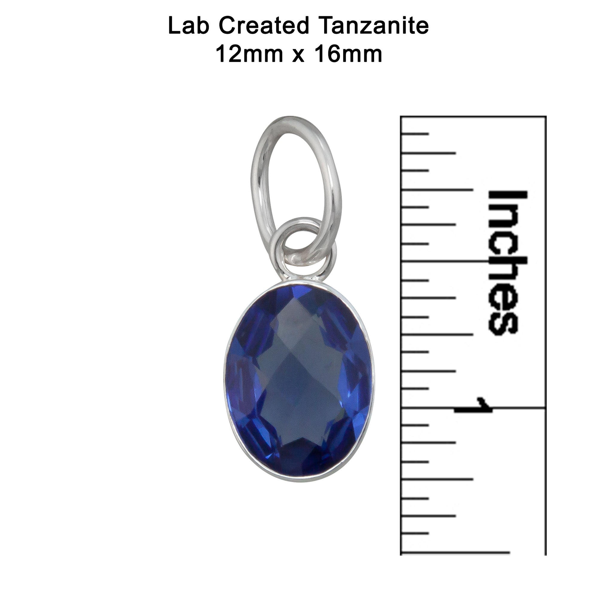 Sterling Silver Oval Lab Sapphire Charm Pendant | Charles Albert Jewelry