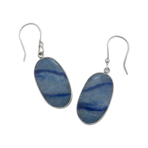 Sterling Silver Oval Blue Aventurine Earrings | Charles Albert Jewelry