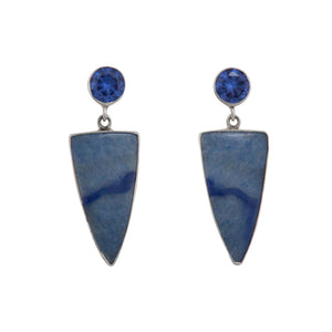 Sterling Silver Lab Sapphire & Blue Aventurine Post Earrings | Charles Albert Jewelry