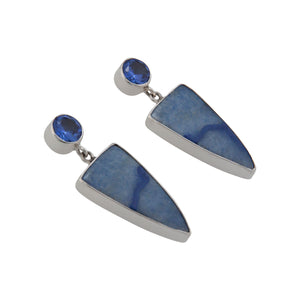 Sterling Silver Lab Sapphire & Blue Aventurine Post Earrings | Charles Albert Jewelry